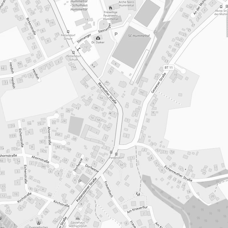 Kartenausschnitt von Hummeltal mit der Lage des Salons in der Bayreuther Str. 7